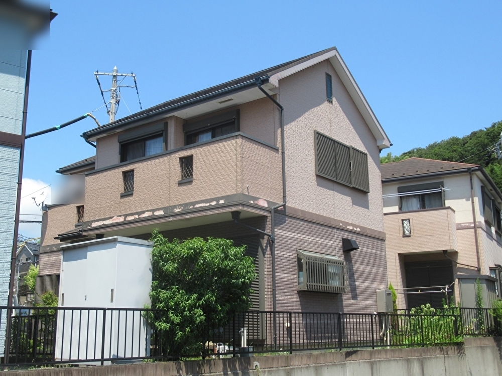神奈川県三浦市・現場調査①帯板の塗膜剥がれ、外壁チョーキング (3)