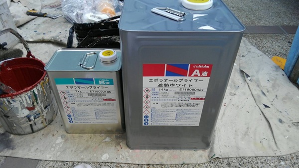 神奈川県三浦市|屋根塗装・外壁塗装施工中⑥エポラオールプライマーで屋根を下塗り (1)